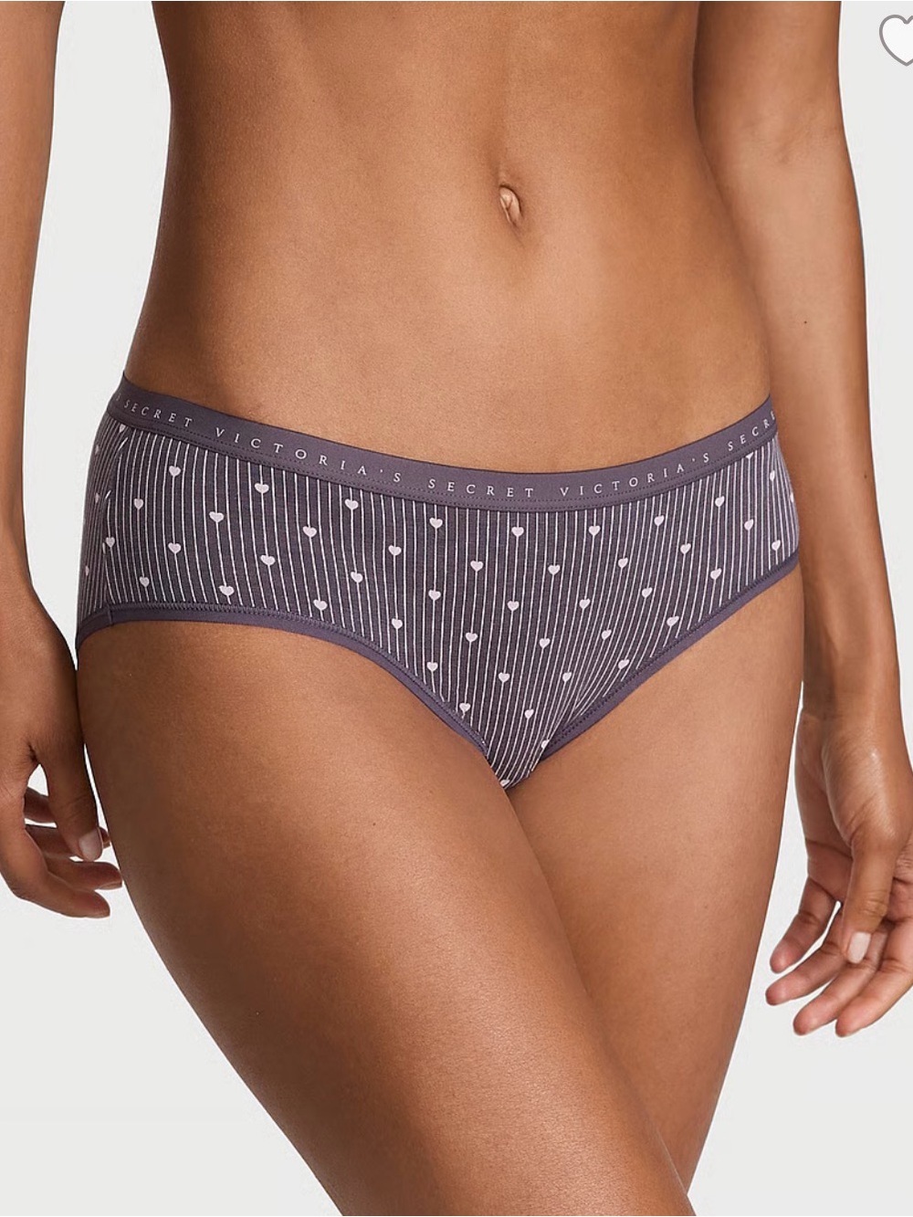 Nib Victoria's Secret Gray-Purple Heart Stripe Hipster Panty size medium